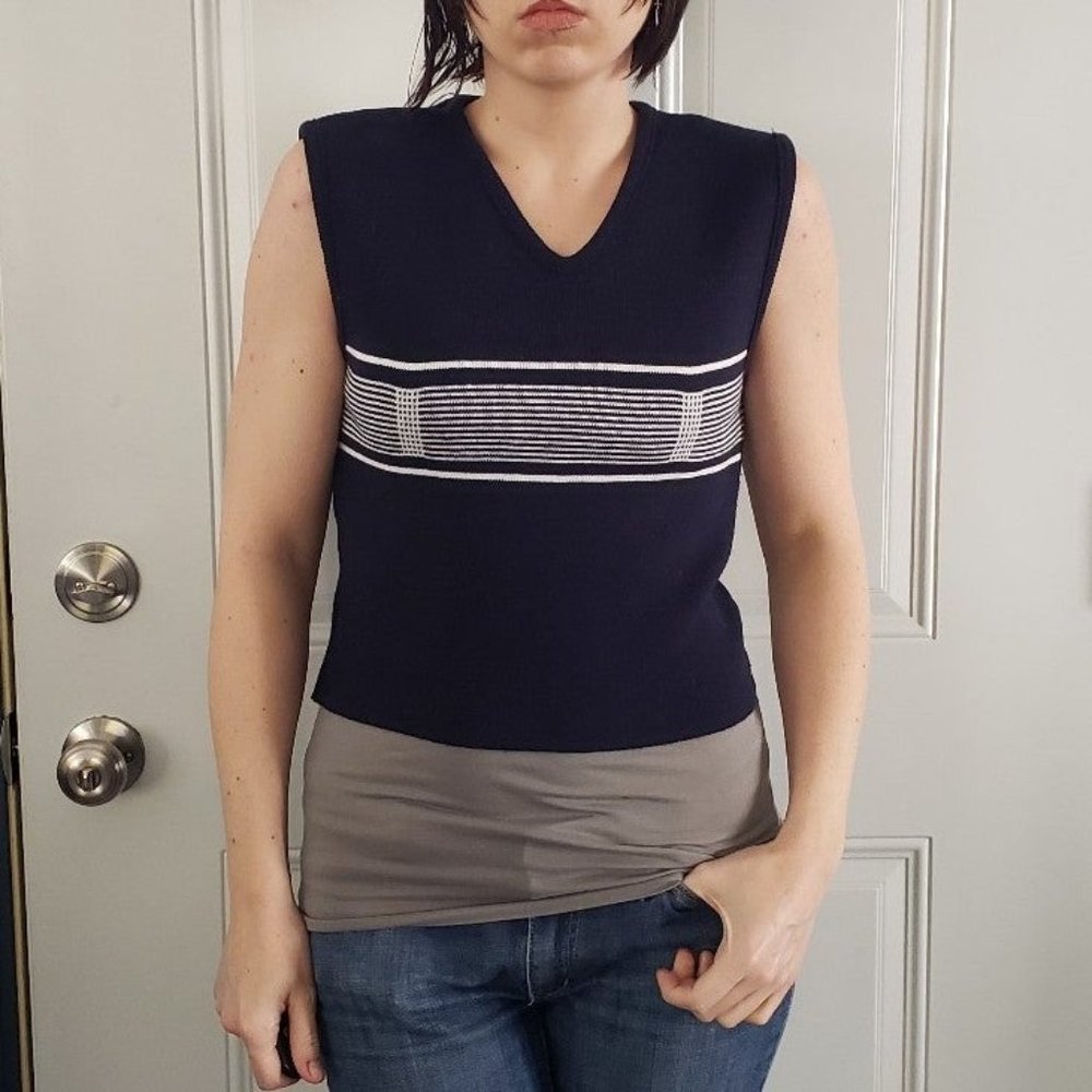 90s Navy Blue Cropped Sweater Vest